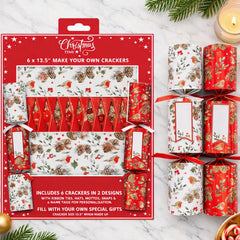 Make Your Own Red Christmas Crackers DIY Festive Party Tableware Pack Set of 6