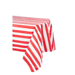 Red & White Striped Polyester Tablecloth for Parties & Celebrations (140 x 240 cm)