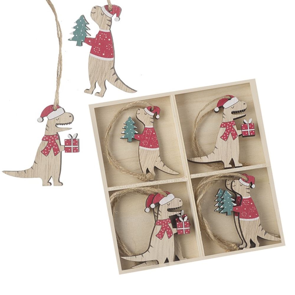 wooden-dinosaur-christmas-tree-hanging-set-x-8|TLA629|Luck and Luck| 1