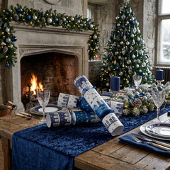 Blue Houses Christmas Crackers Festive Party Tableware Decorations Set of 10
