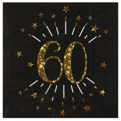 age-60th-birthday-black-gold-paper-party-napkins-x-10|679000000060|Luck and Luck| 1