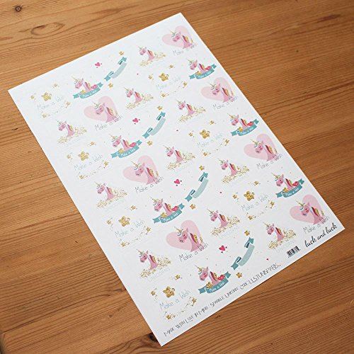 unicorn-sticker-sheet-with-35-square-stickers-make-a-wish-i-believe-in-unicorns|LLSTUNISPARK|Luck and Luck| 1