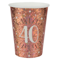 sparkling-rose-gold-paper-cup-age-40-x-10|734900000040|Luck and Luck| 1