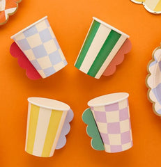 Birthday 3D Paper Cups For Colourful Kids Party Tables (Pack of 8, 7.5 cm)