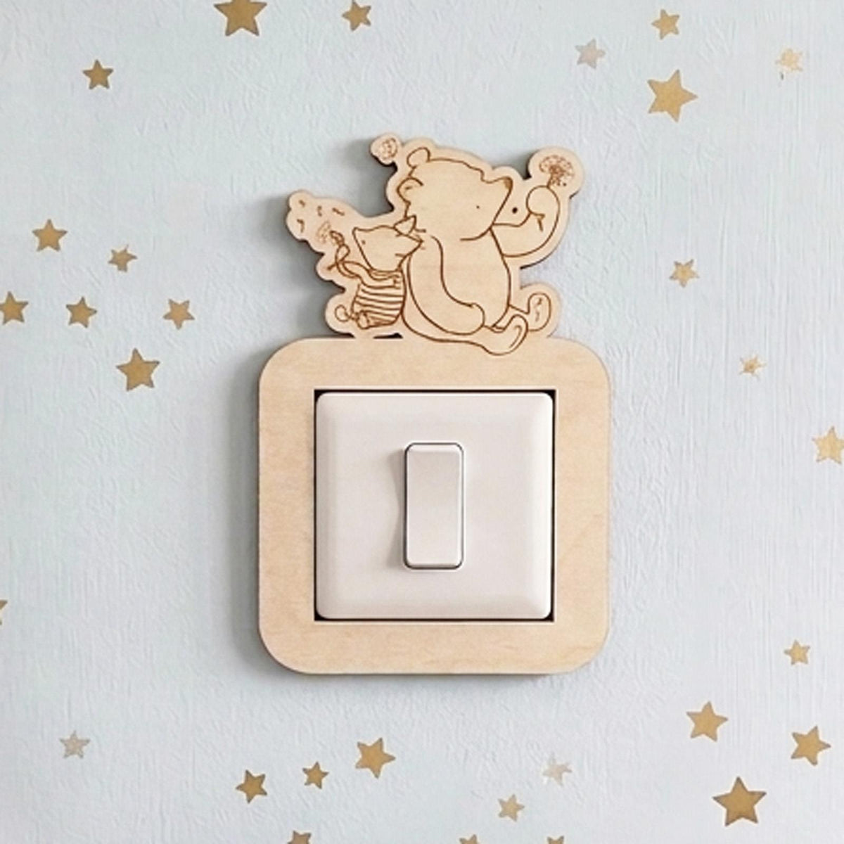 Winnie the Pooh and Piglet Wooden Light Switch Surround Nursery Decor 20 cm