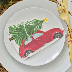 festive-car-christmas-paper-napkins-x-16-christmas-tableware|MLC-100 |Luck and Luck| 1