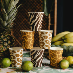 Safari Print Paper Cups Kids Party Tableware (Pack of 6, 7.5cm)