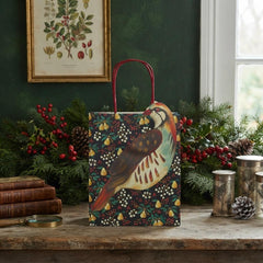 Partridge Pear Christmas Paper Gift Bags Blue Festive Gift Wrap Party Set of 8