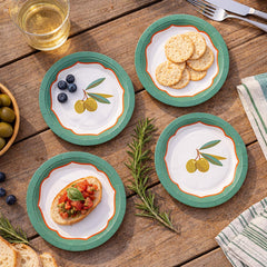 Santex Small Olive Design Green Party Paper Plates, 17.5 cm, Pack of 6