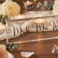 Personalised Mr and Mrs Acrylic Bloc With Couples Names Wedding Date by Luck and Luck