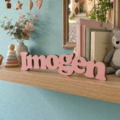 Custom Wooden Name Sign for Nursery Shelf Decor and Modern Baby Gift Styling