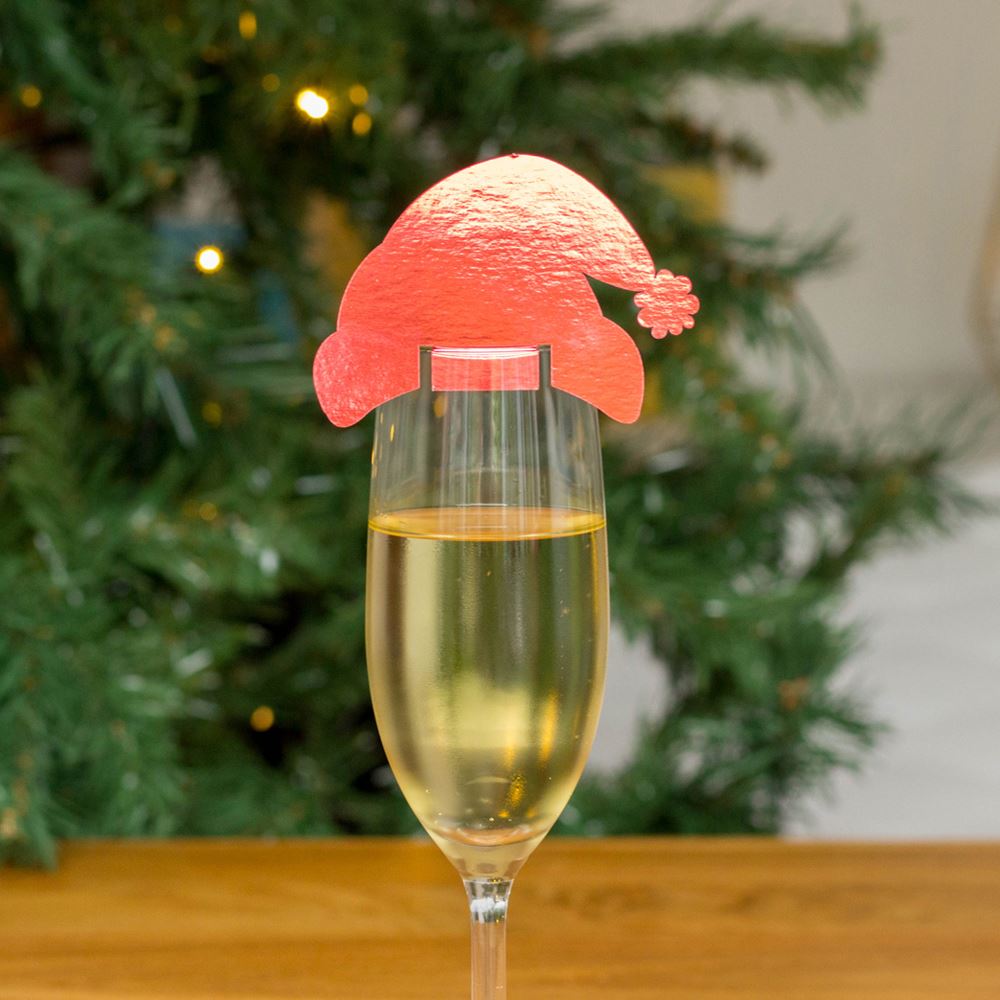 christmas-santa-hat-drink-topper-festive-glass-decoration-set-of-10|LLWWSTARDT|Luck and Luck| 1