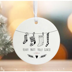 personalised-family-porcelain-bauble-with-stockings-and-names-gift|LLUVPORC6|Luck and Luck| 1