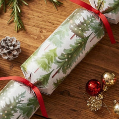 Snowy Forest Recyclable Christmas Crackers Green Red Festive Tableware Set of 12