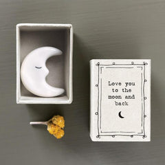 White Porcelain Moon Mini Matchbox Love You to the Moon Meaningful Home Gift
