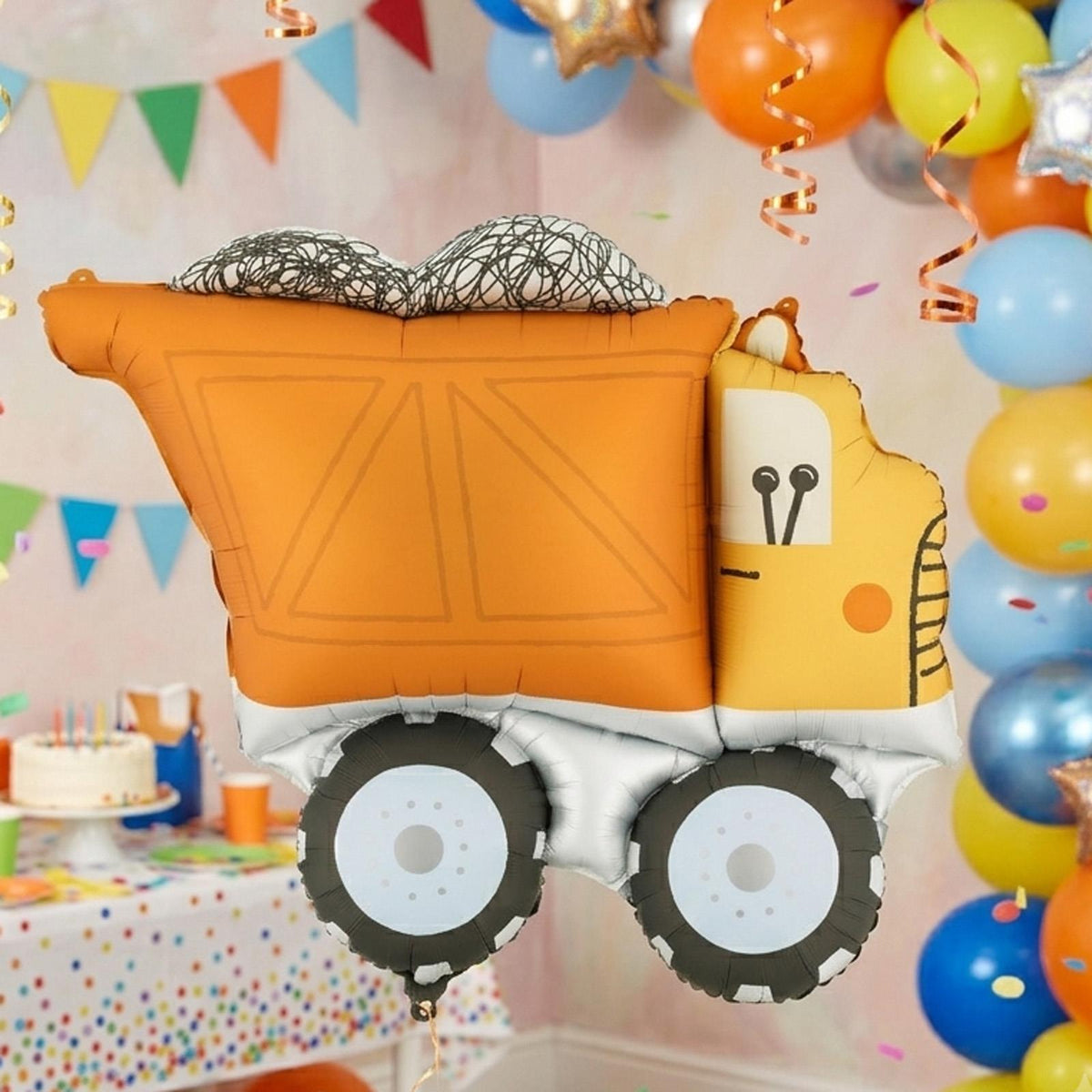 Orange PartyDeco Foil Truck Balloon for Playful Kids Birthday Party Decor (87 x 69 cm)