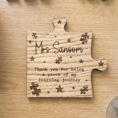 Personalised Thank You Teacher Wooden Coaster Gift (11.5cm)