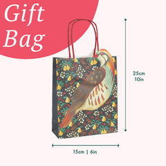 Partridge Pear Christmas Paper Gift Bags Blue Festive Gift Wrap Party Set of 8