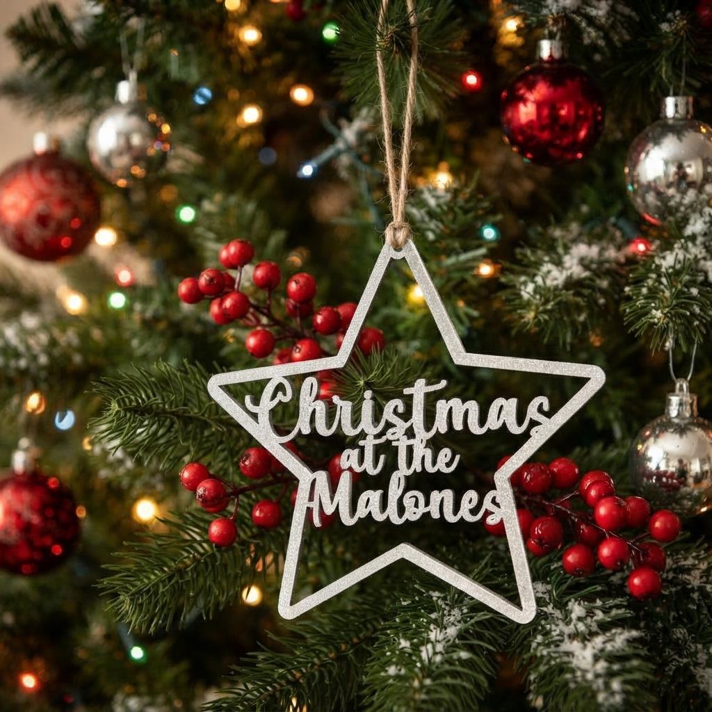 Personalised Coloured Star Christmas Tree Decoration