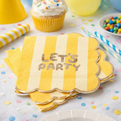 Lets Party Paper Napkins For Colourful Birthday Party Table Settings (Pack of 16, 16.5 cm)
