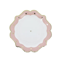 Pink Gold Heart Paper Plates Pack of 8 – Birthday Party Tableware