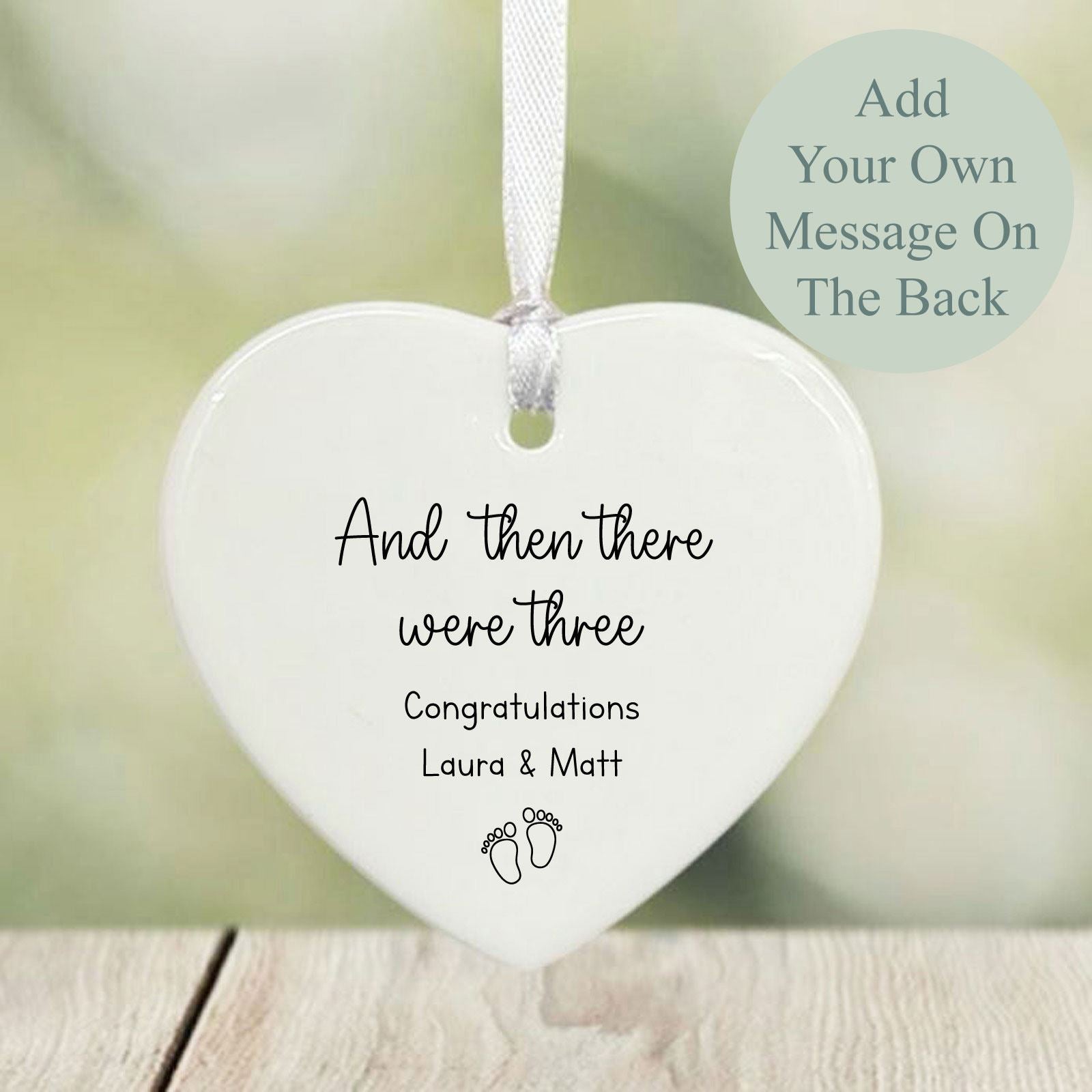 personalised-porcelain-heart-then-there-were-three-baby-keepsake|LLUVBABYTHREE|Luck and Luck| 1