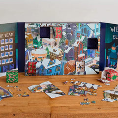 Elf Town Jigsaw Advent Calendar with 24 Gift Boxes for Festive Christmas Fun