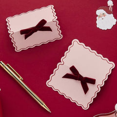 Christmas Velvet Place Cards - Red & Pink Table Decorations for Holiday Gatherings