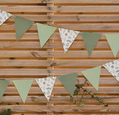 Botanical Flag Garland for Green Birthday Party Decor and Hanging Displays, 2.5 m