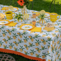 Santex Yellow Lemon and White Summer Party Tablecloth, 145 x 240 cm