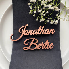 Personalised Wooden Wedding Place Names, Customisable Colour Wedding Favours, Small Childrens Wood Name Tags, Wooden Names, Laser Cut, Font 12