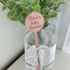 Baby Shower Personalised Drinks Stirrers, Mirror Acrylic Cocktail Favors, Party Favours, Baby Shower Party Accessory