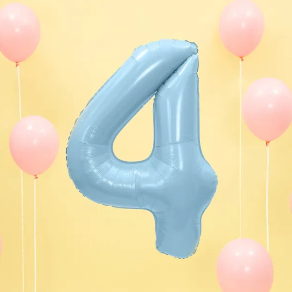 Giant Blue Number Balloon and Personalisation, Birthday Age Balloons, Party Decor, Number 0 1 2 3 4 5 6 7 8 9, Vinyl Sticker Name