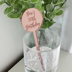 Birthday Personalised Drinks Stirrers, Mirror Acrylic Cocktail Favors, 18th 21st 30th 40th 50th Birthday Party Favours, Home Bar Accessory