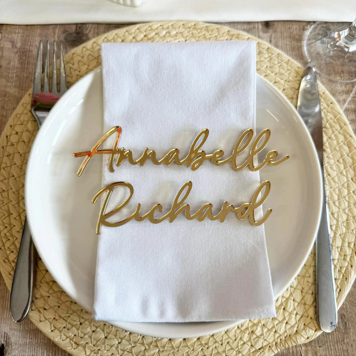 Acrylic Wedding Place Names, Personalised Coloured Napkin Favours, Acrylic Place Setting Name Tags, Modern Name Cards, Laser Cut Names, Font 3D