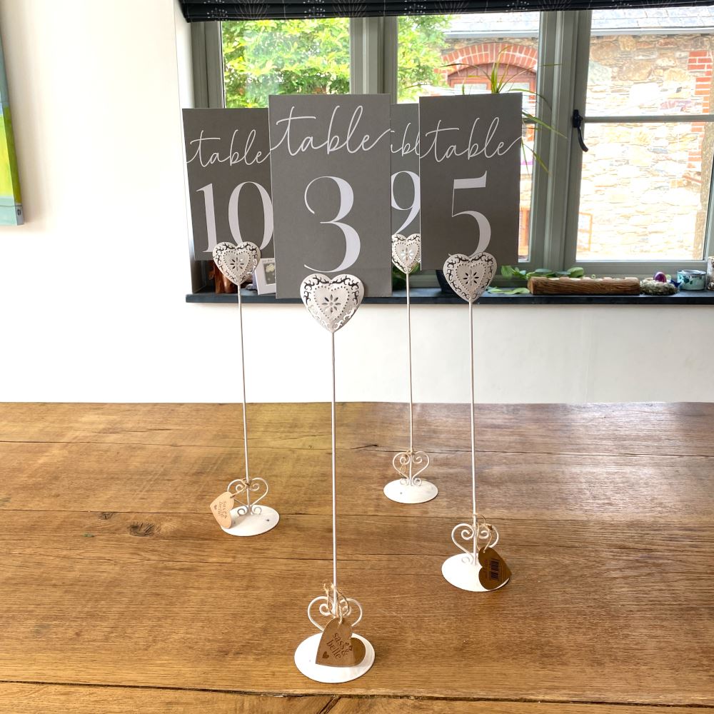shabby-chic-vintage-style-heart-wedding-table-number-holder-tall-x-4|BCA058|Luck and Luck| 1