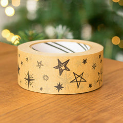 eco-friendly-christmas-stars-wide-kraft-paper-tape-50m|LLTAPEWIDESTARS|Luck and Luck| 1
