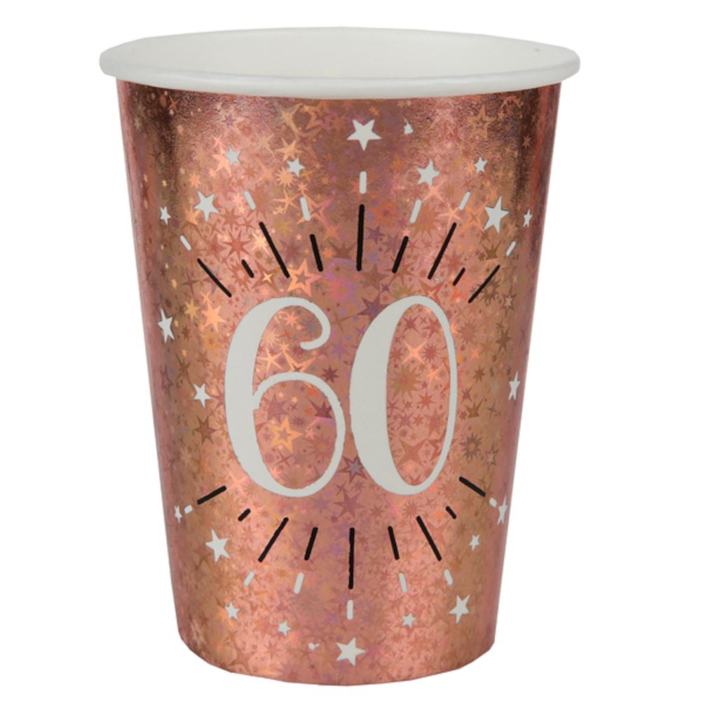 sparkling-rose-gold-paper-cup-age-60-x-10|734900000060|Luck and Luck| 1