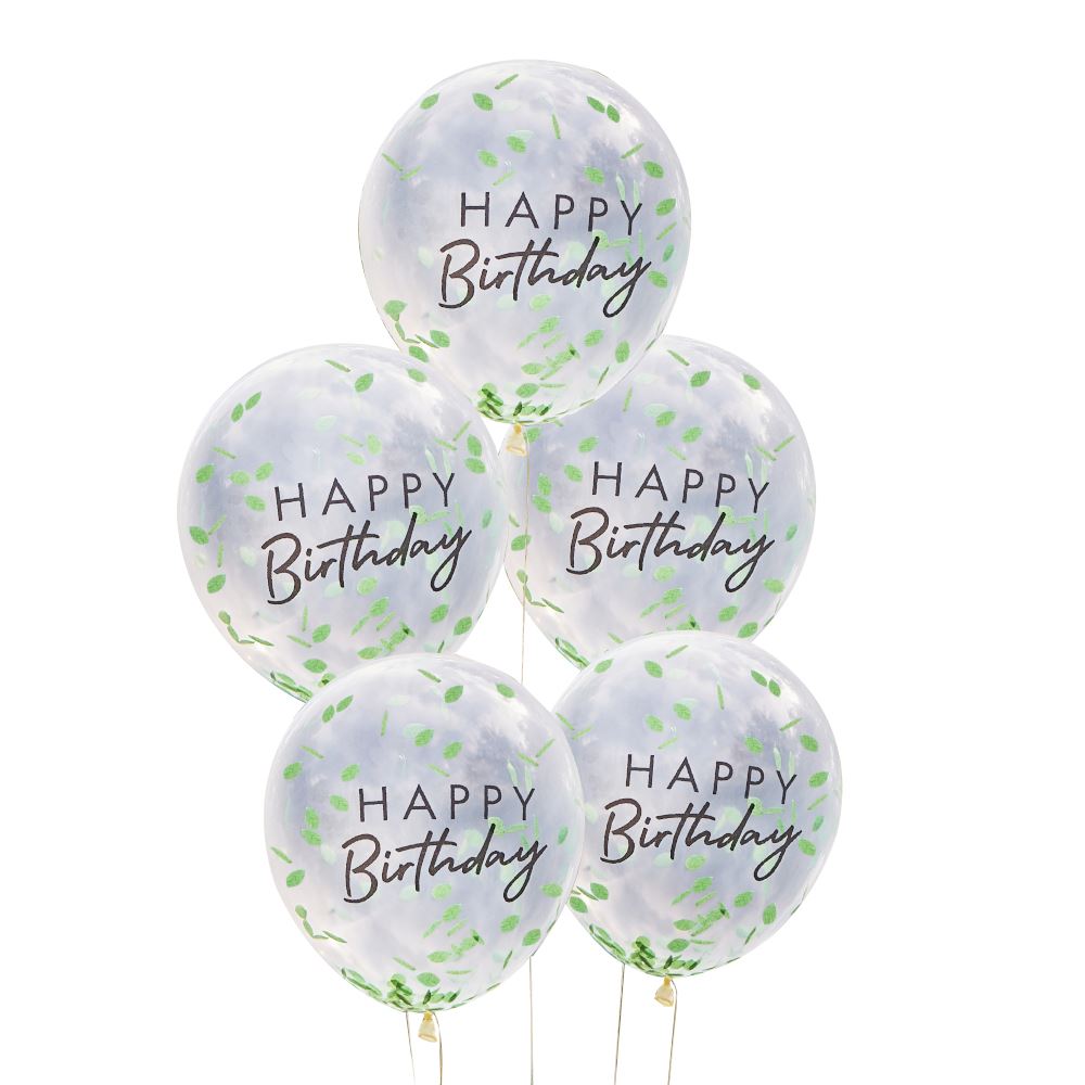 happy-birthday-leaf-confetti-balloons-x-5|MIX-516|Luck and Luck|2
