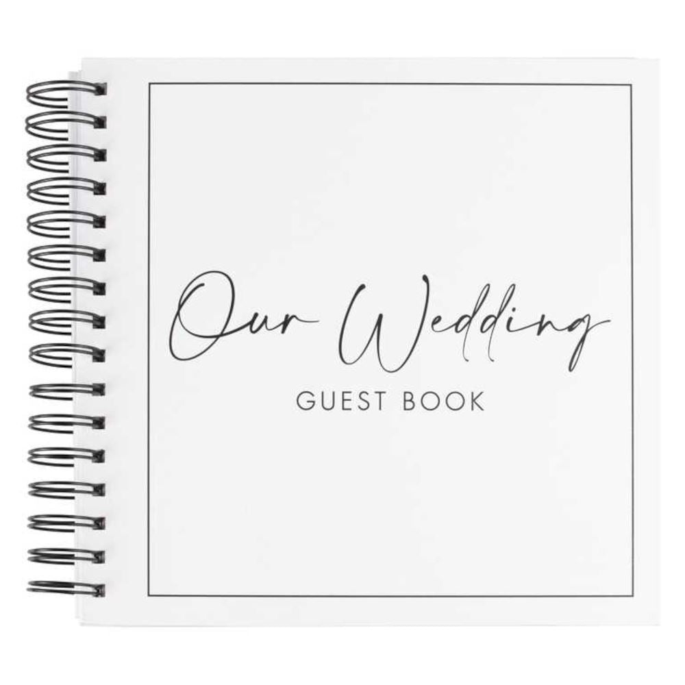 guest-book-black-and-white-ring-bound-guest-book-contemporary-wedding|BW-402|Luck and Luck|2