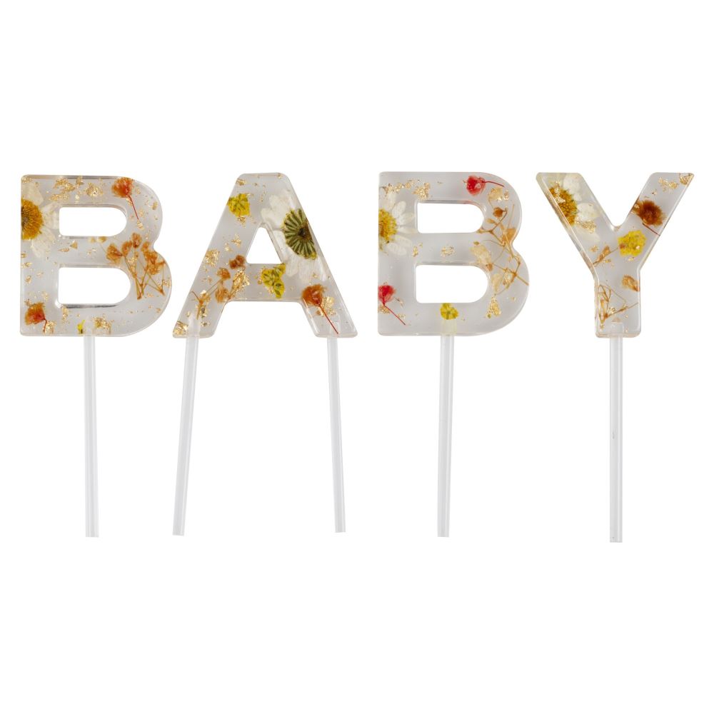 pressed-flower-baby-shower-resin-cake-topper-letters|FLB-105|Luck and Luck|2