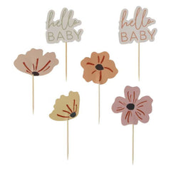 floral-baby-shower-cupcake-cake-toppers-x-12|FLB-103|Luck and Luck|2