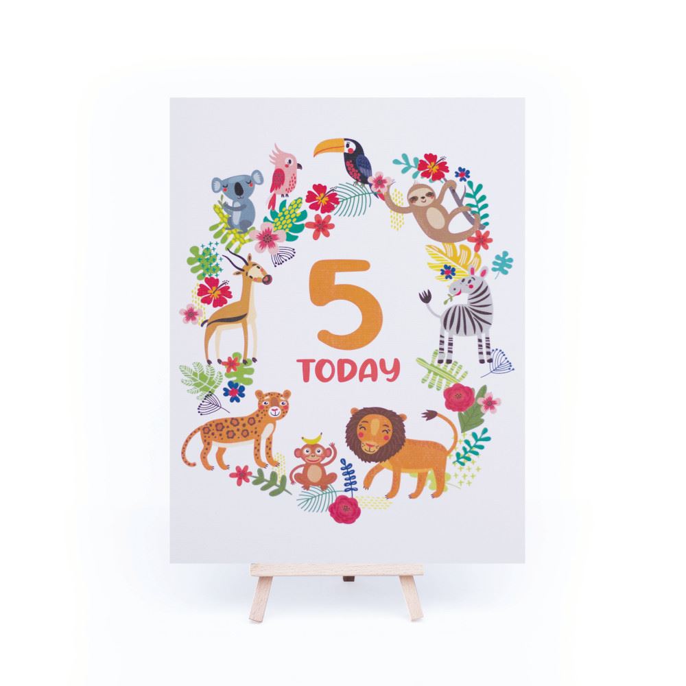 rainforest-age-5-birthday-sign-and-easel|LLSTWRAINFOREST5A4|Luck and Luck| 3