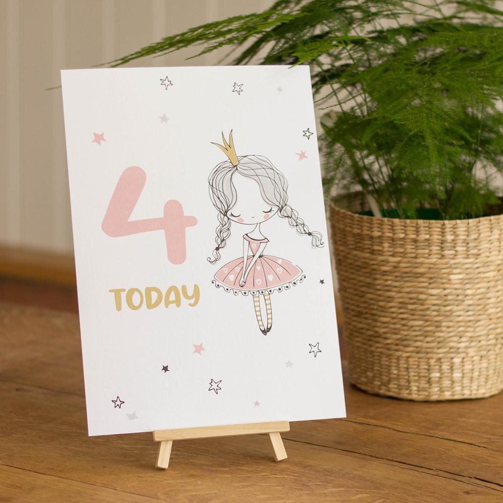ballerina-age-4-birthday-sign-and-easel|LLSTWBALLERINA4A4|Luck and Luck| 1