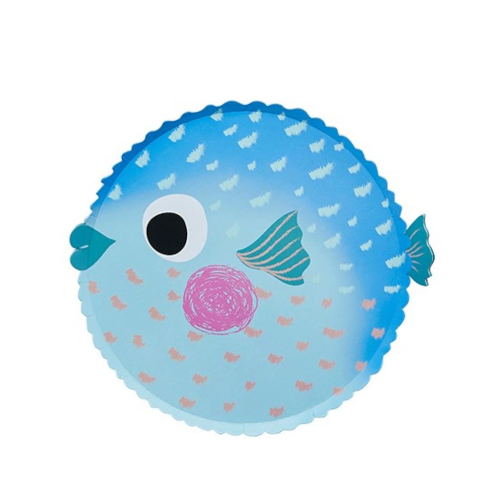 puffer-fish-paper-party-plates-x-8-under-the-sea-party|HBWT105|Luck and Luck|2