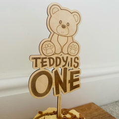 wooden-teddy-bear-cake-topper-personalised|LLWWTEDCTP|Luck and Luck| 1