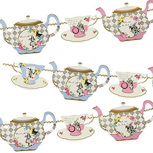 alice-in-wonderland-teapot-paper-bunting-decoration-x-4m|TSALICE-BUNTING|Luck and Luck|2