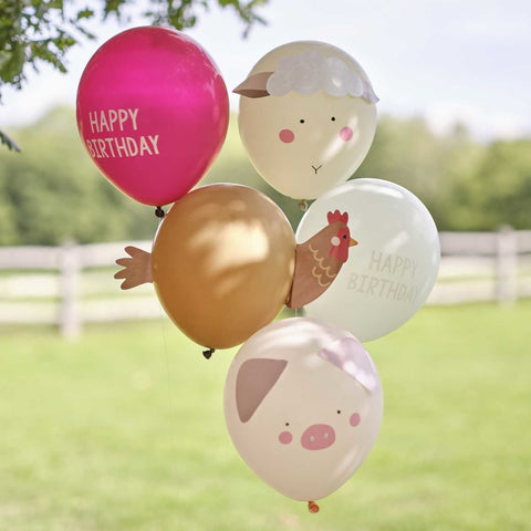 farm-animal-faces-party-balloons-x-5-farm-yard-birthday-party|FA-111|Luck and Luck| 1