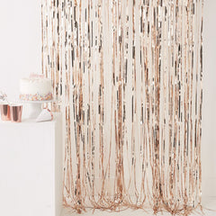 rose-gold-shiny-fringe-curtain-wall-door-room-decoration-wedding-party|PM-360|Luck and Luck| 1