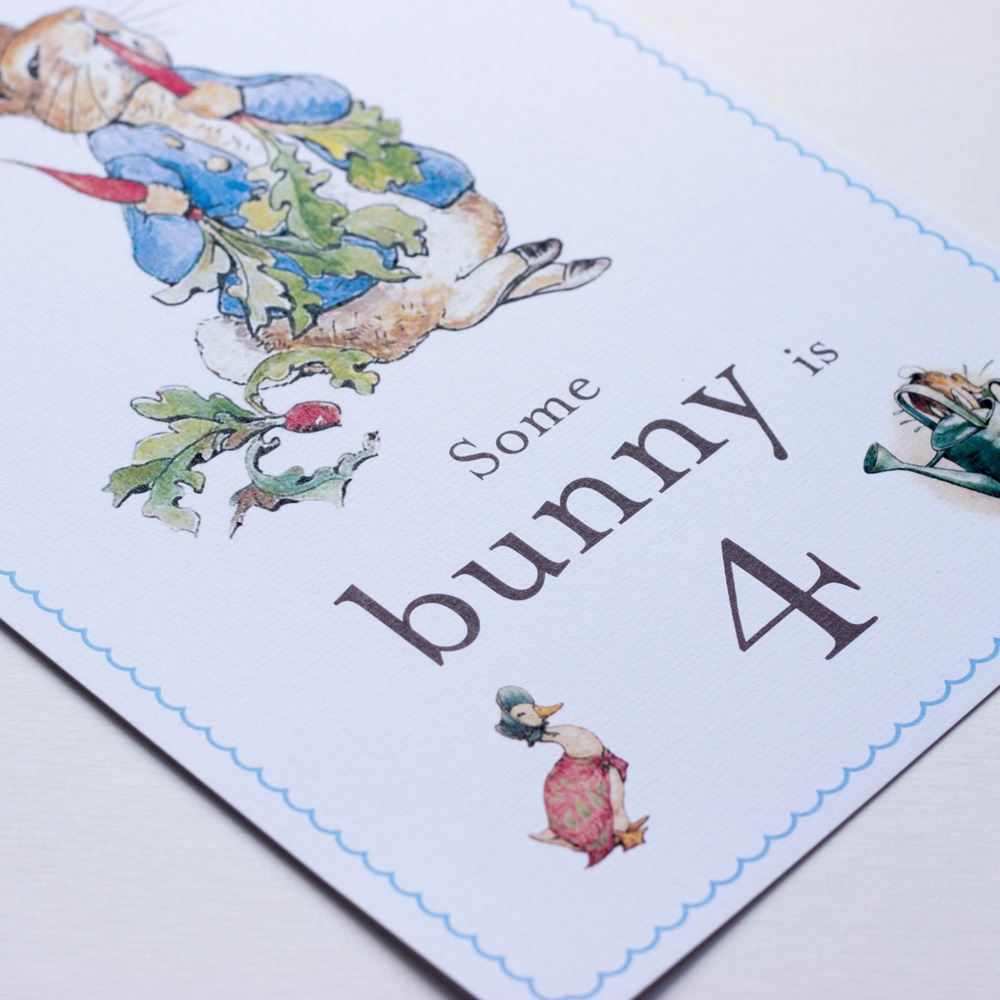 peter-rabbit-some-bunny-is-4-card-and-easel-4th-birthday-decoration|LLSTWPR4A4|Luck and Luck| 3